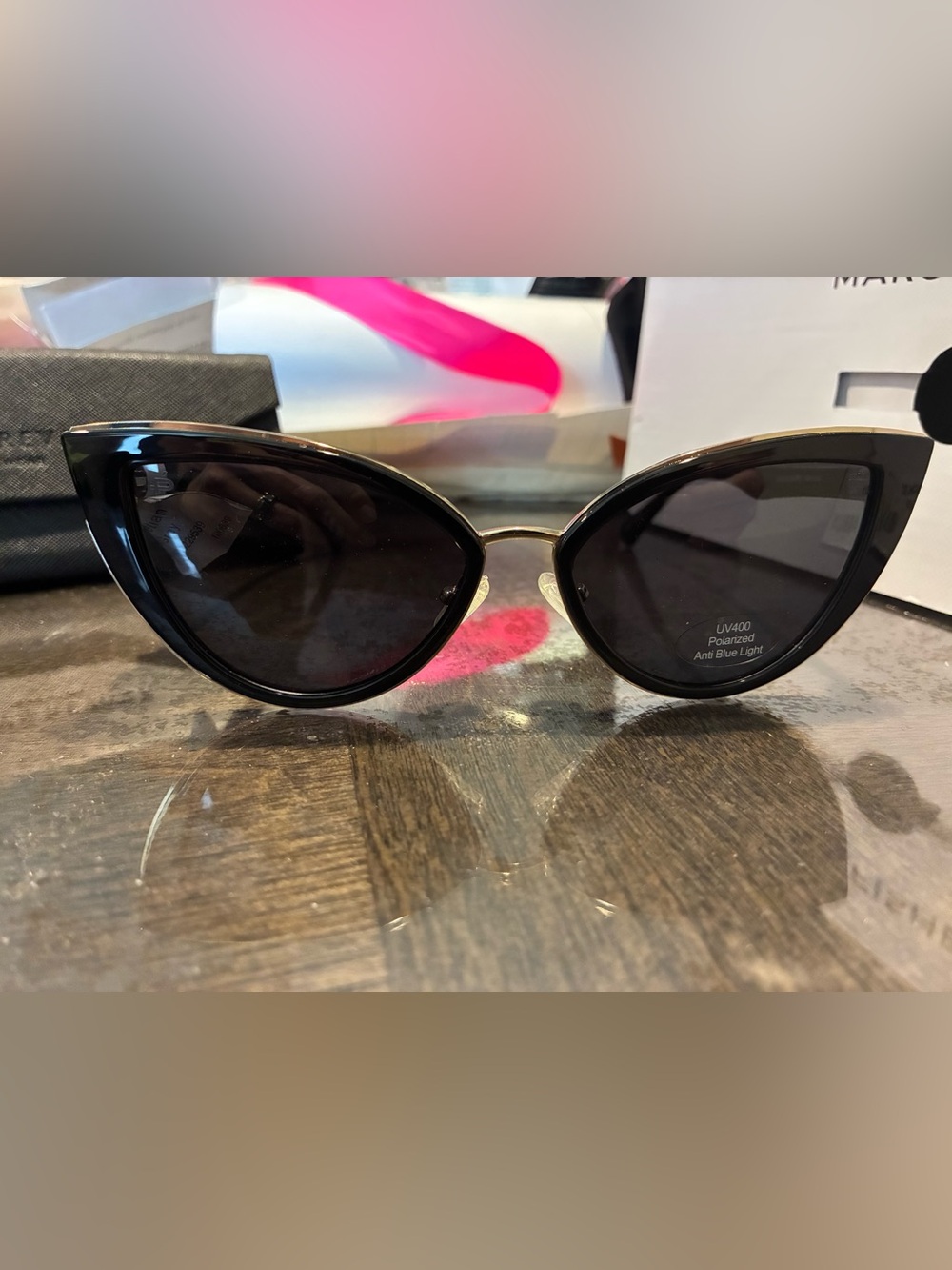 Black Cat-Eye Sunglasses with UV400 Protection
